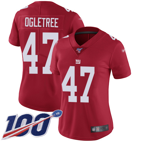 Men New York Giants #47 Alec Ogletree Red Limited Red Inverted Legend 100th Season Football NFL Jersey